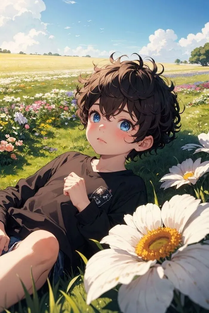 ảnh anime chill đồng hoa