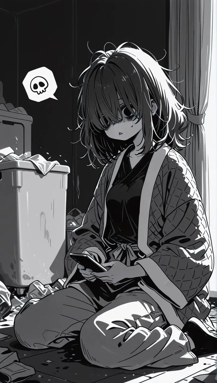 ảnh anime đen trắng nữ chất