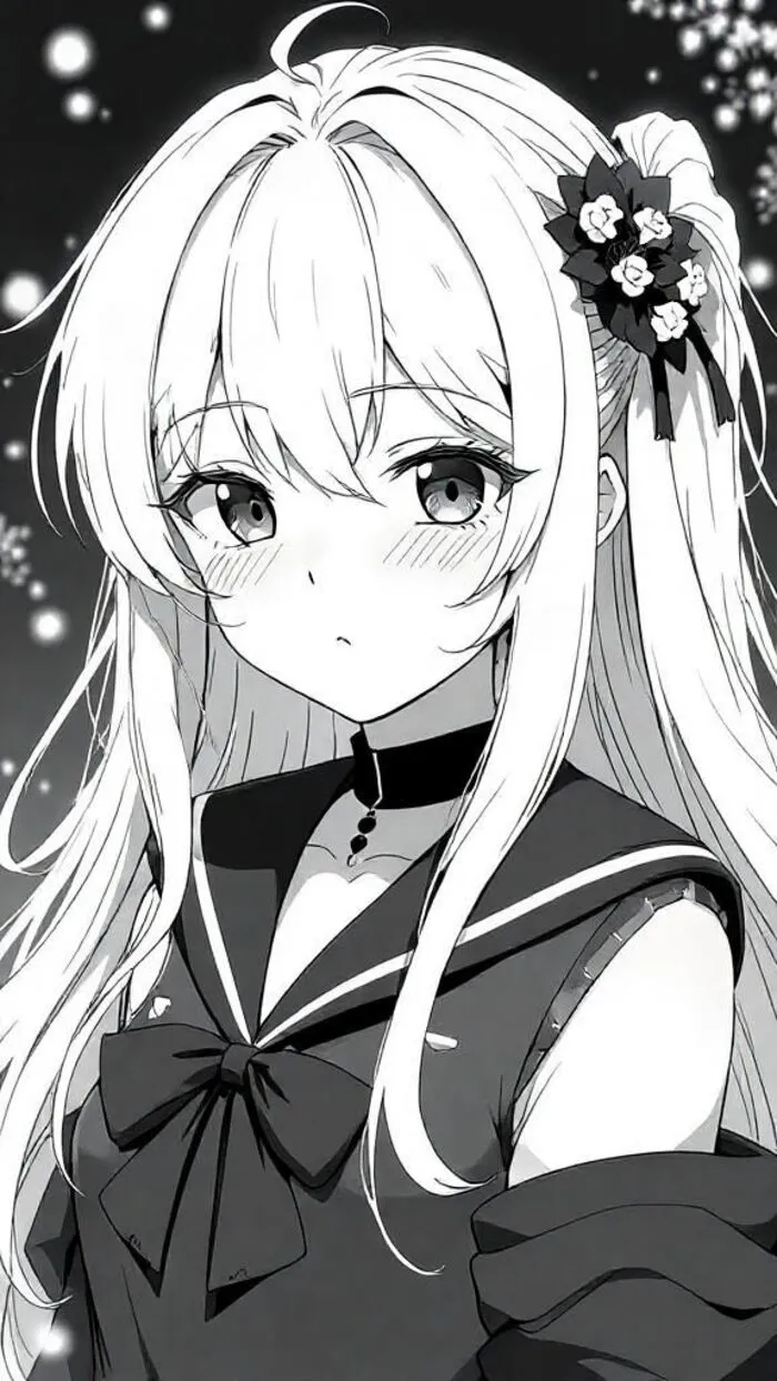 ảnh anime đen trắng nữ siêu chất