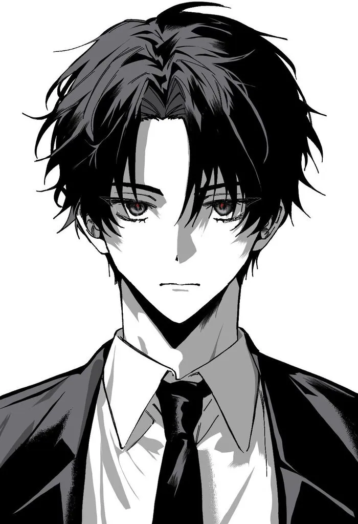 ảnh anime nam trắng đen hd