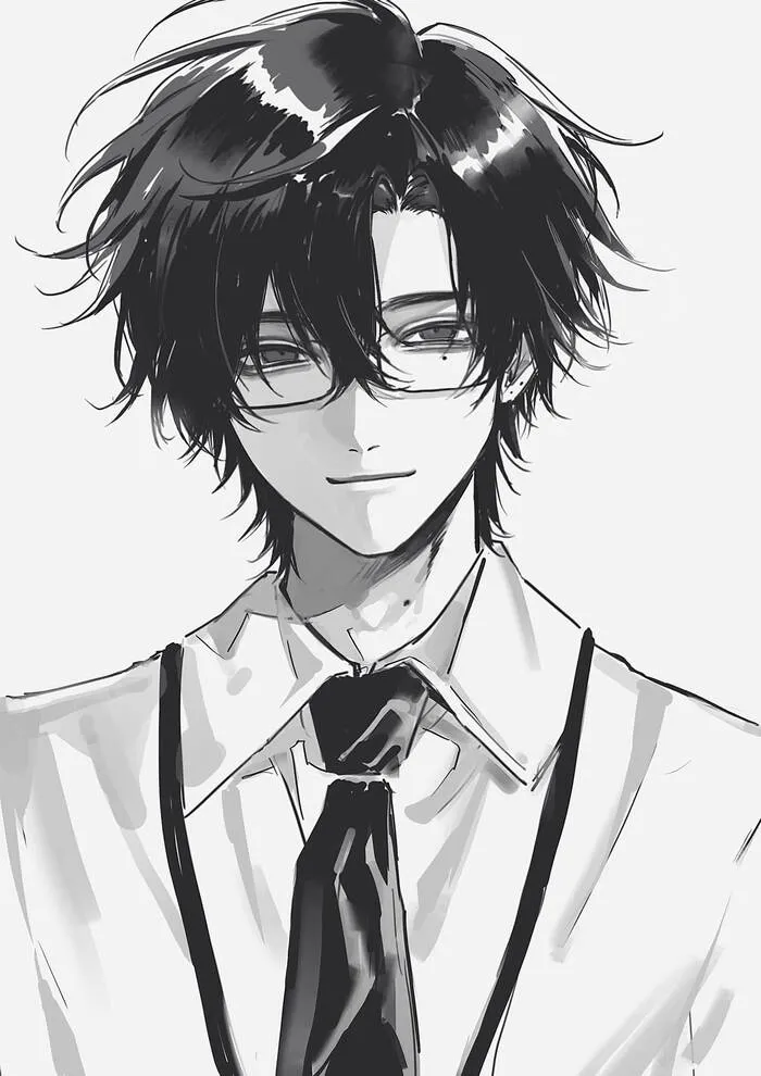 ảnh anime nam trắng đen