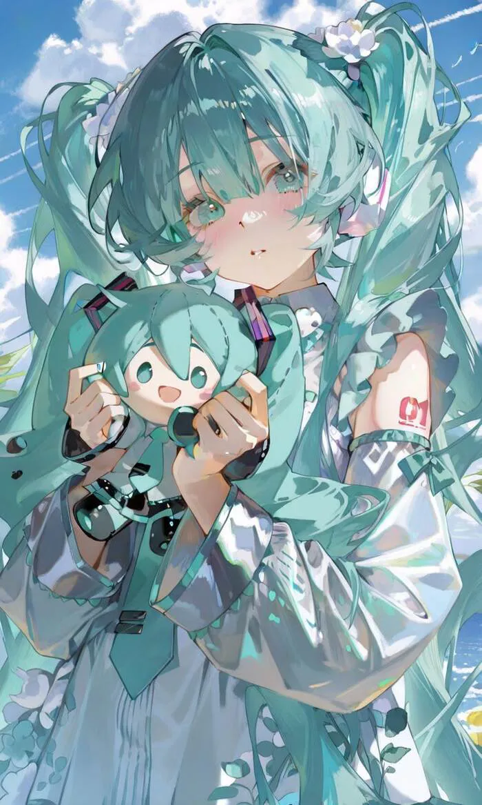 hình ảnh anime gái xinh tóc xanh