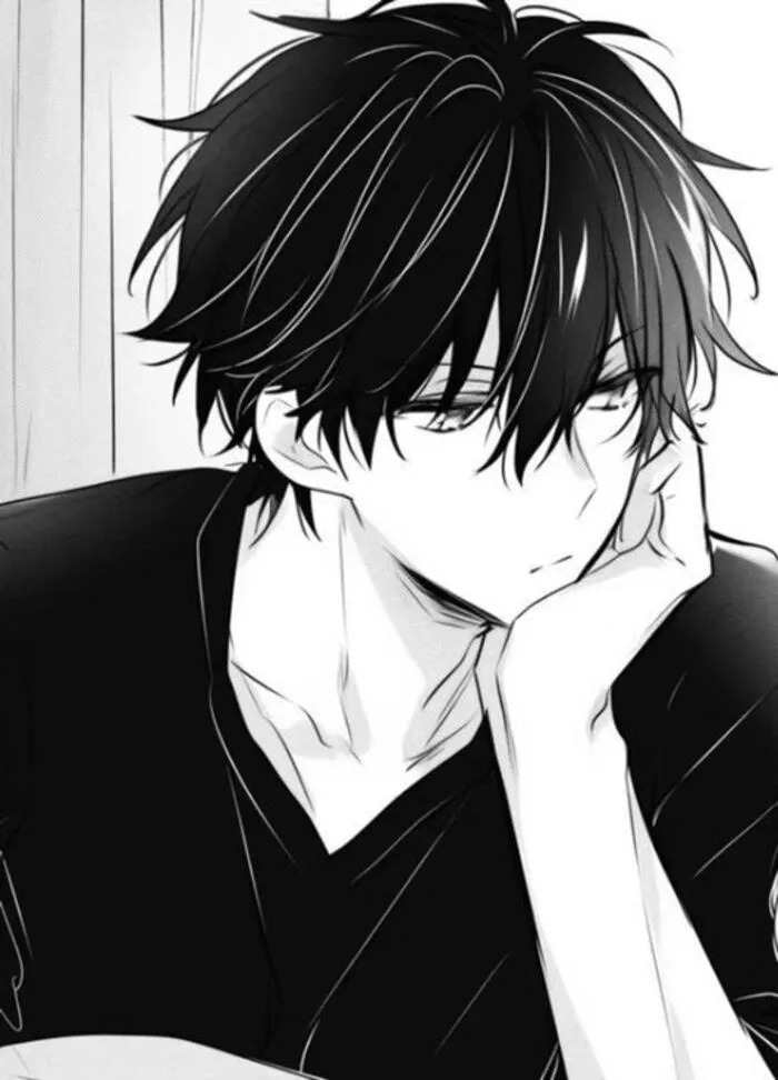 hình ảnh anime nam trắng đen chất