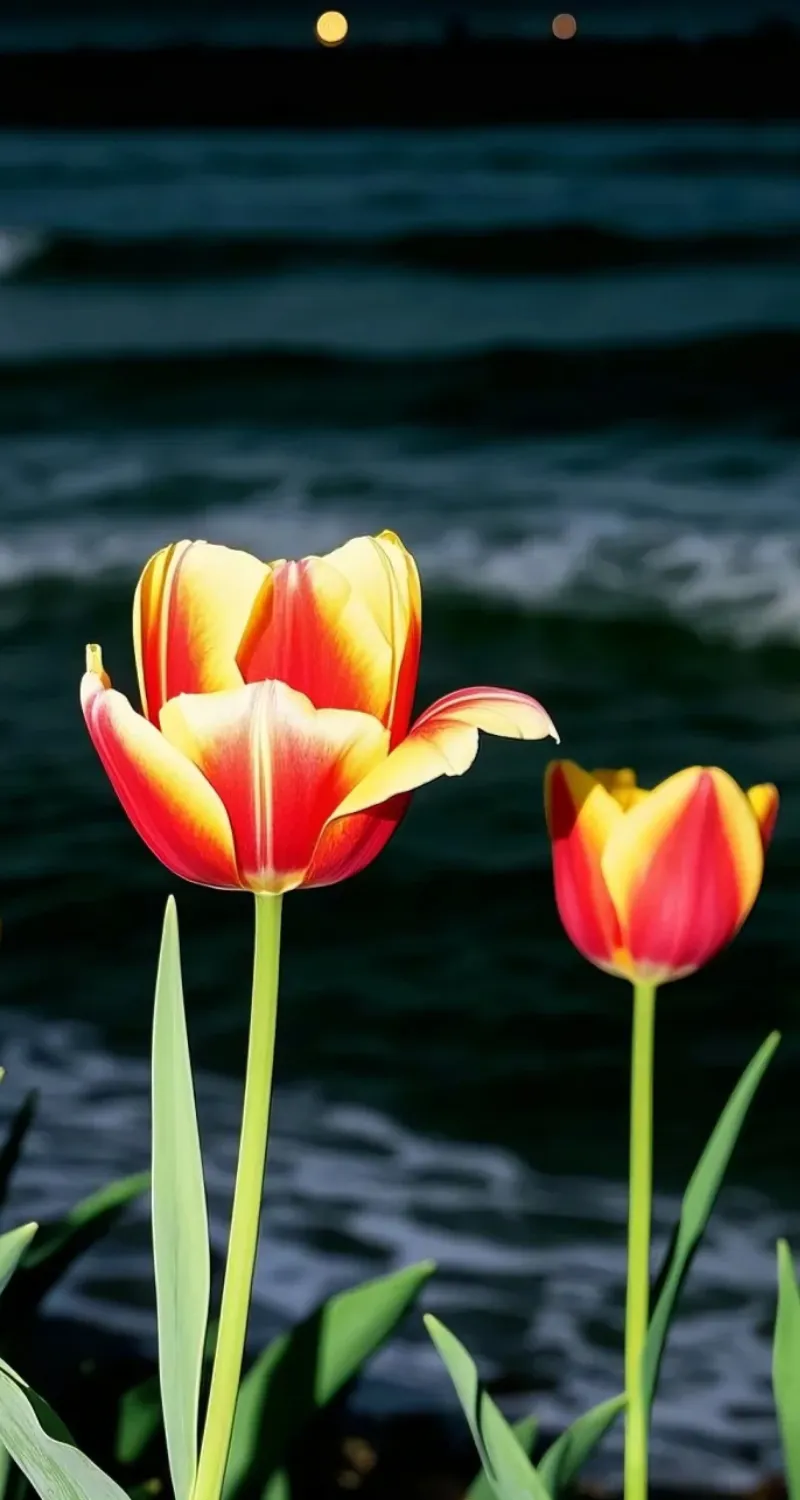 hình nền hoa tulip cam vàng