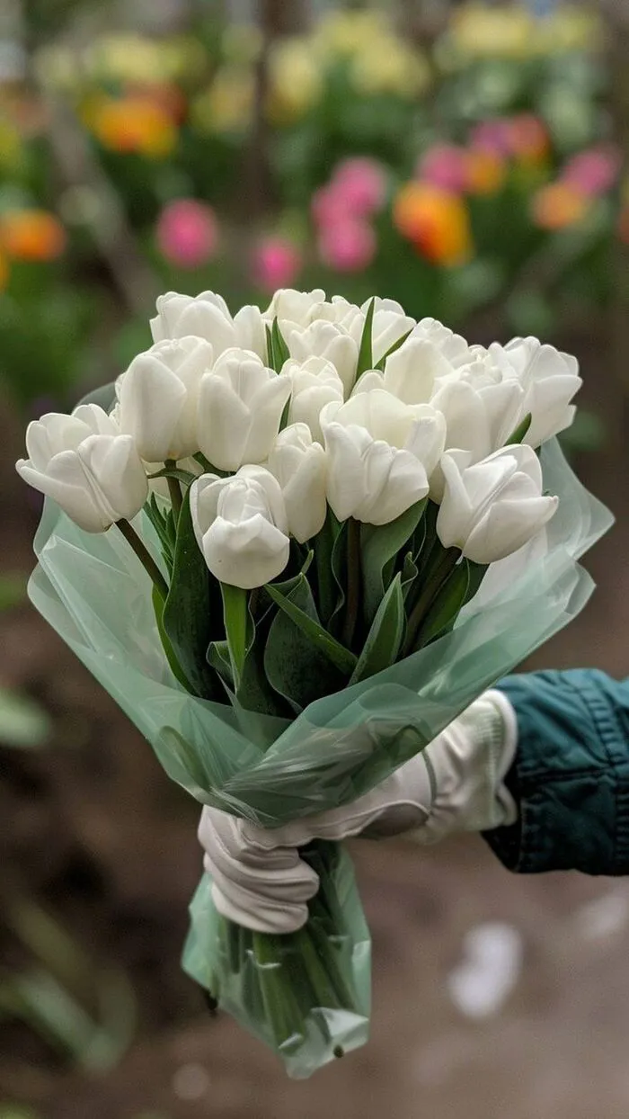 hình nền hoa tulip trắng cho điện thoại