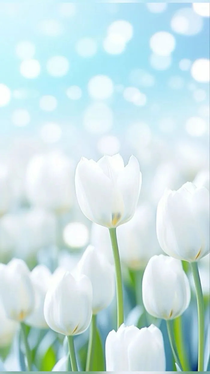 hình nền hoa tulip trắng màn hình khóa