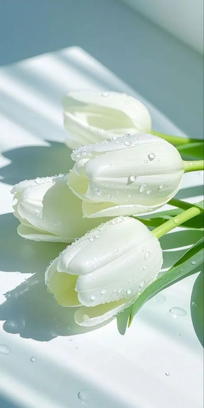 hình nền hoa tulip trắng nghệ thuật