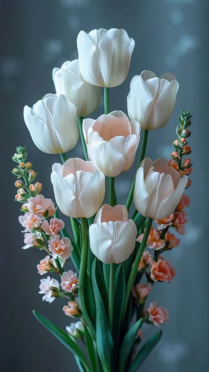 hình nền hoa tulip trắng tối giản