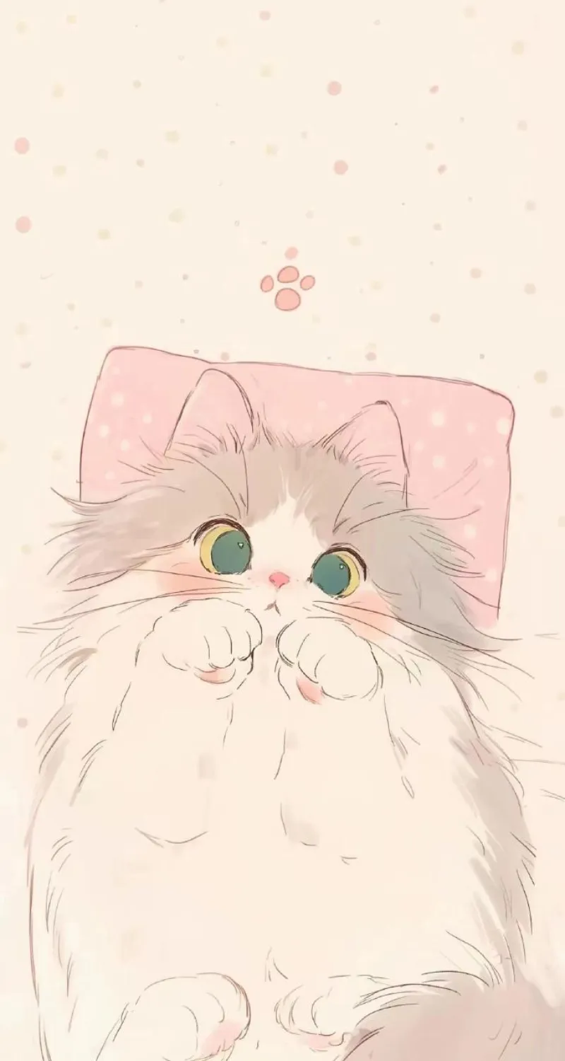hình nền mèo cute màu hồng
